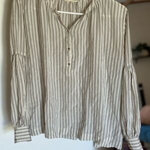 Ulla Johnson Cream Boxy Blouse with Mandarin Collar